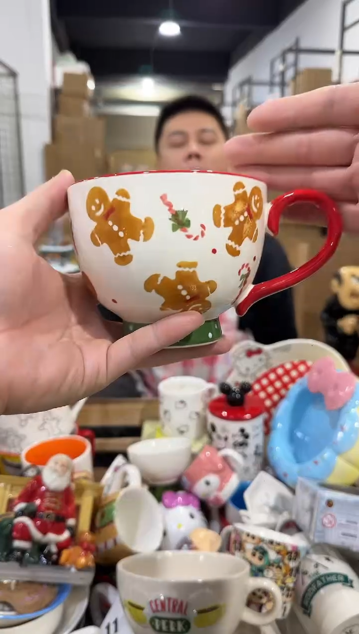 瓷片姜饼人咖啡杯