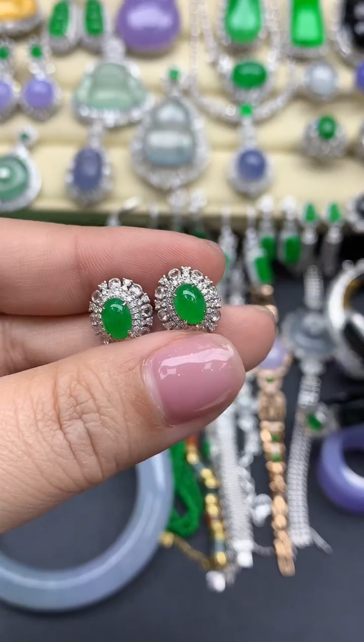 【闪购商品】翡翠耳饰18K金镶嵌615-中国好珍宝