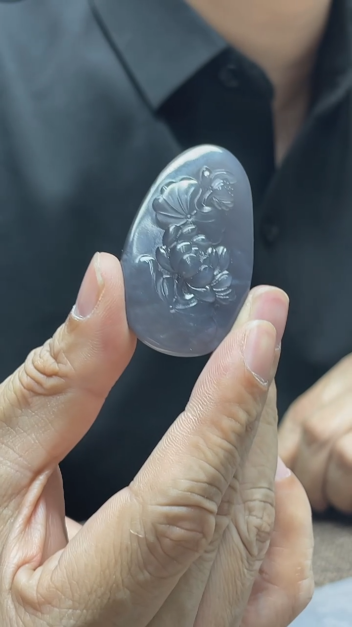 【闪购商品】和田玉颈饰未镶嵌烟紫荷花吊牌#703053