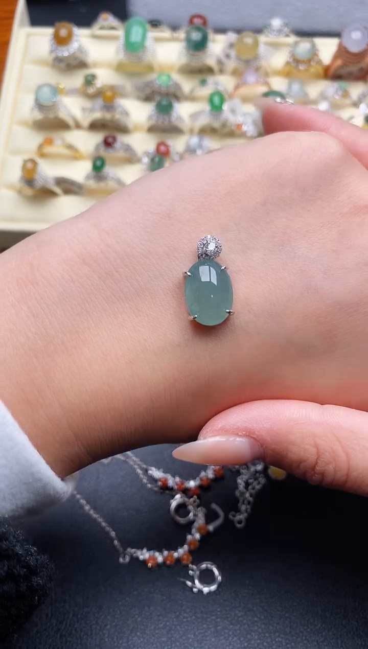 【闪购商品】翡翠戒指银S925镶嵌4444444+5