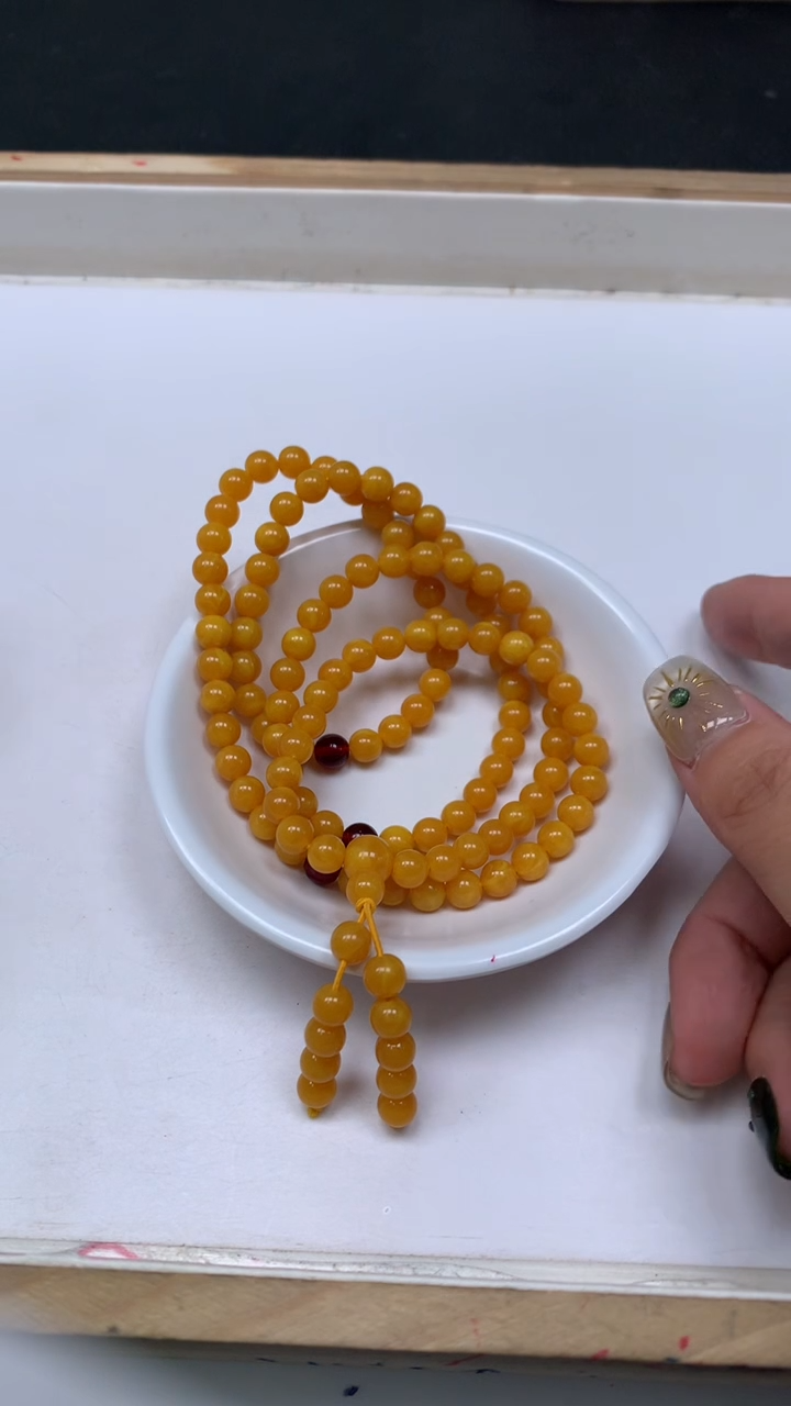 裸石蜜蜡未镶嵌M2 鸡油黄蜜蜡6mm一条15元