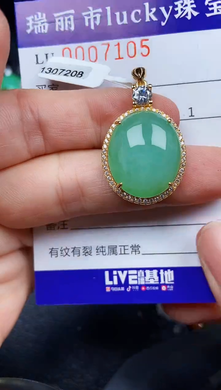 翡翠银S925镶嵌颈饰7105