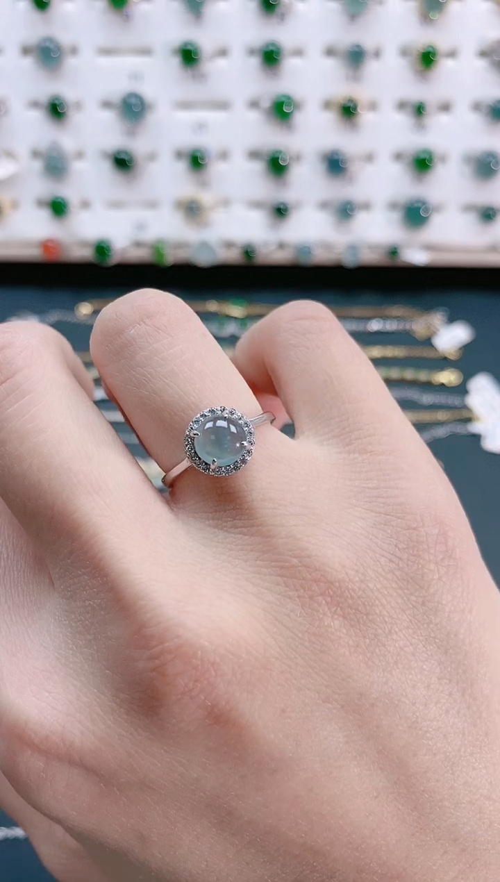 【闪购商品】翡翠戒指银S925镶嵌天然翡翠