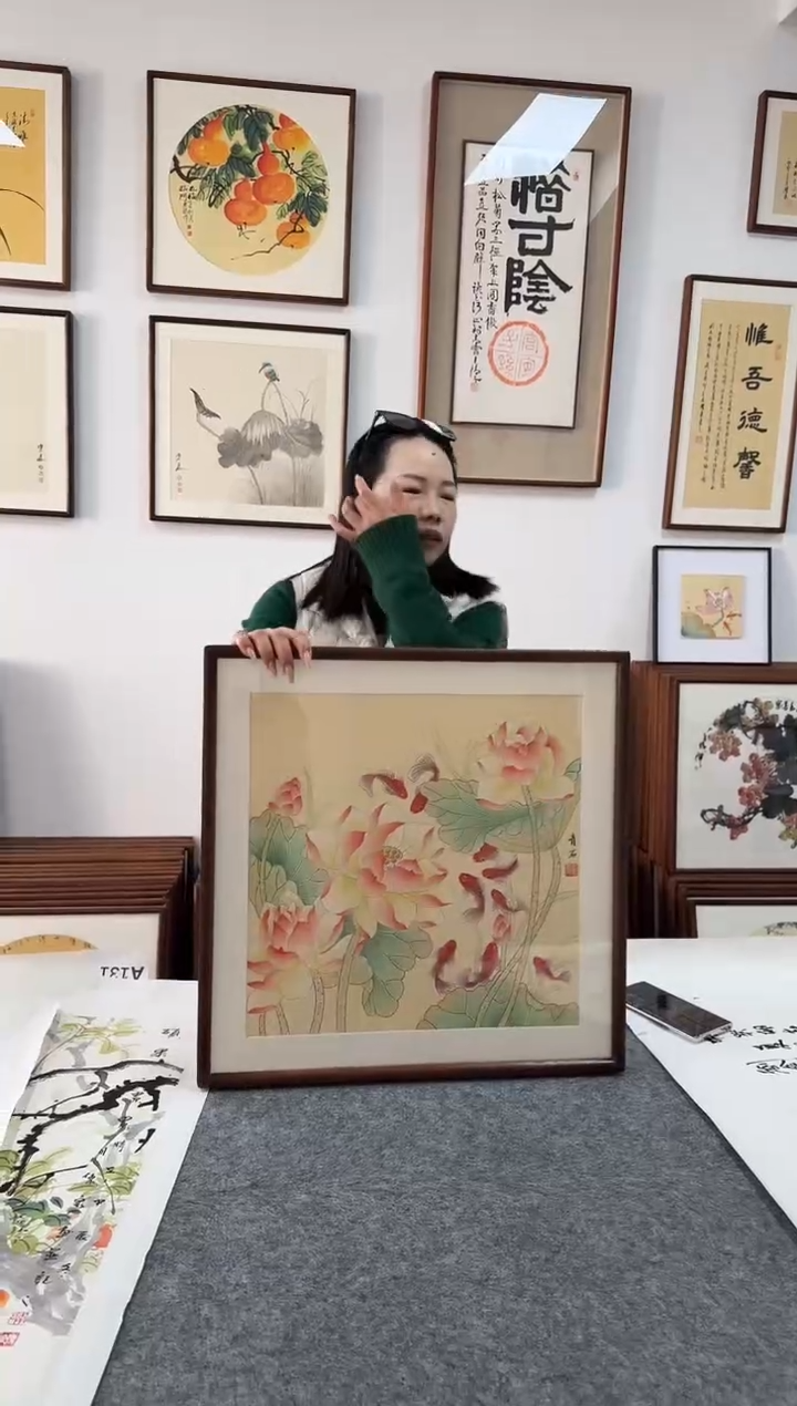 书法青石60-九鱼-53*53绘画