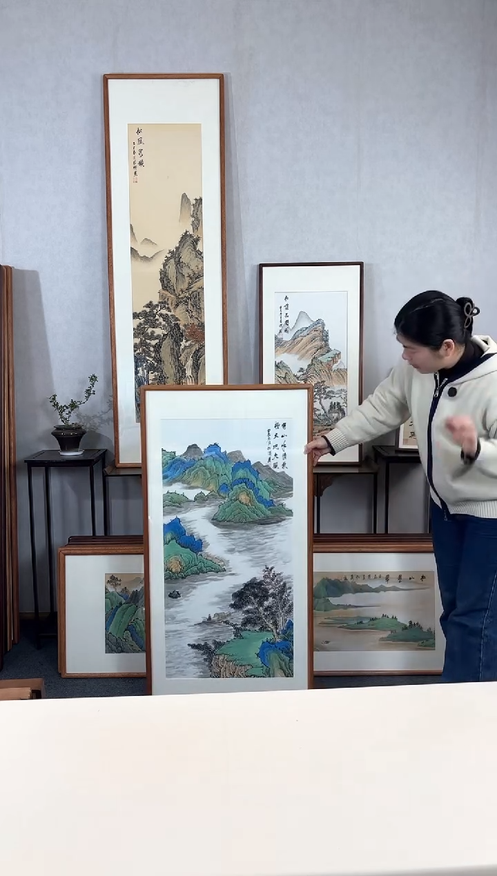 【闪购商品】国画手绘*得山水清气*62*123cm实木框