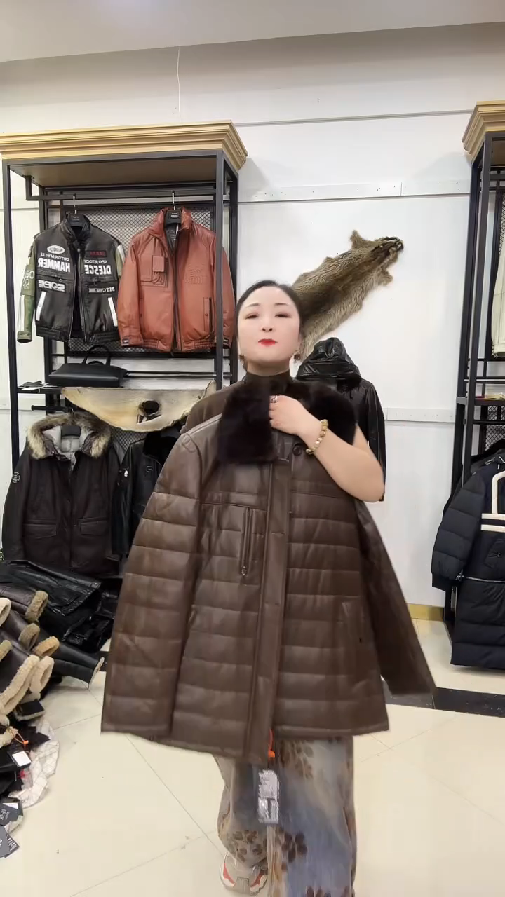 羊皮貂领羽绒服54码150-165斤