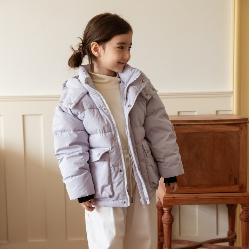 儿童纯色加厚休闲风中大童连帽冬季羽绒服保暖童装儿童款羽绒服