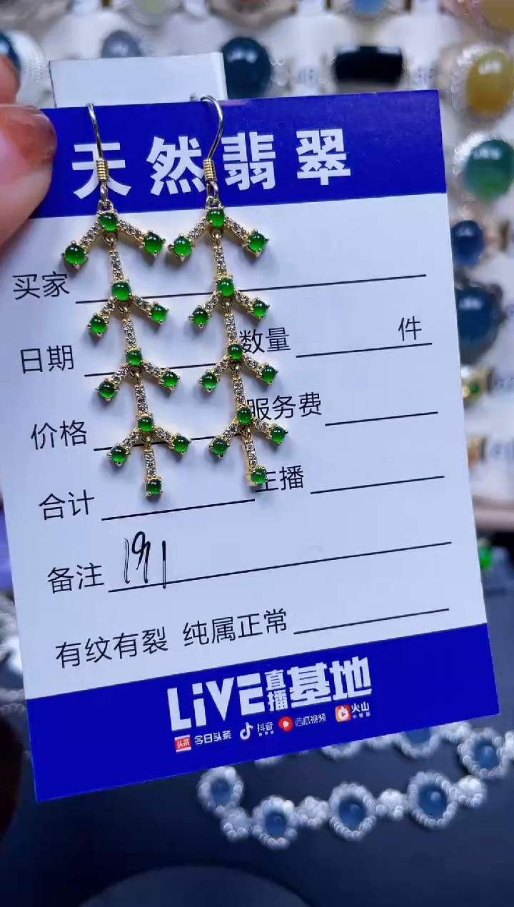 银S925镶嵌翡翠耳饰191