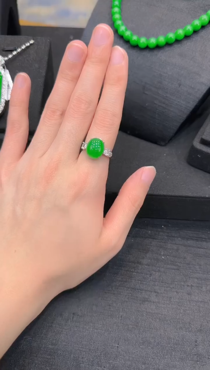 【闪购商品】翡翠戒指银S925镶嵌天然翡翠A货多样性发一件