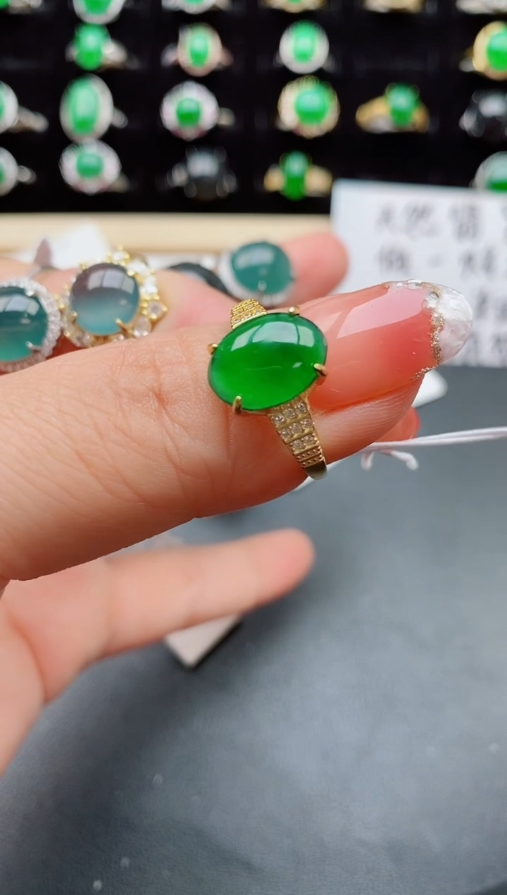 【闪购商品】翡翠戒指银S925镶嵌058000