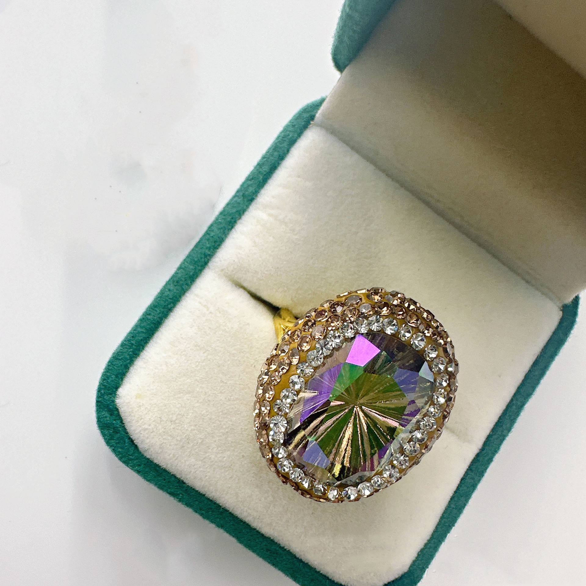铜合金戒指 中古风蓝彩渐变色戒指