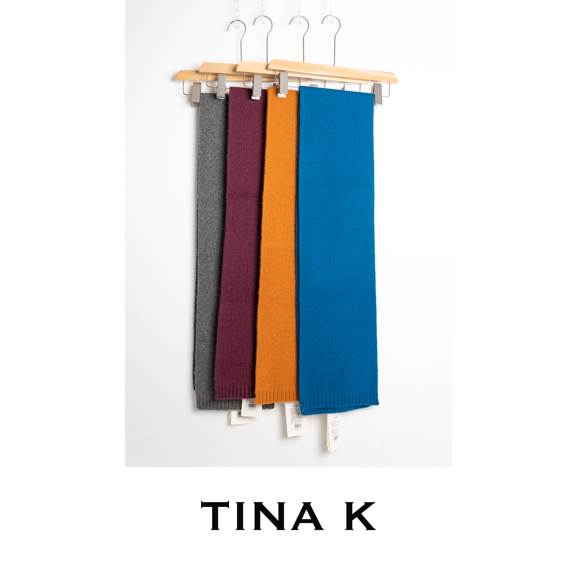 TinaK秋冬女士休闲纯色针织围巾WJ225623