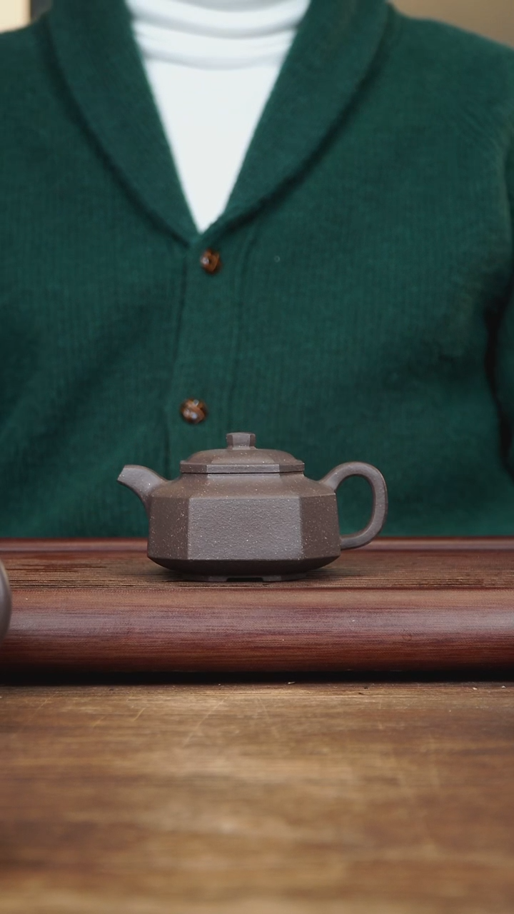 【闪购商品】紫砂茶壶200ml 矮八方 天青