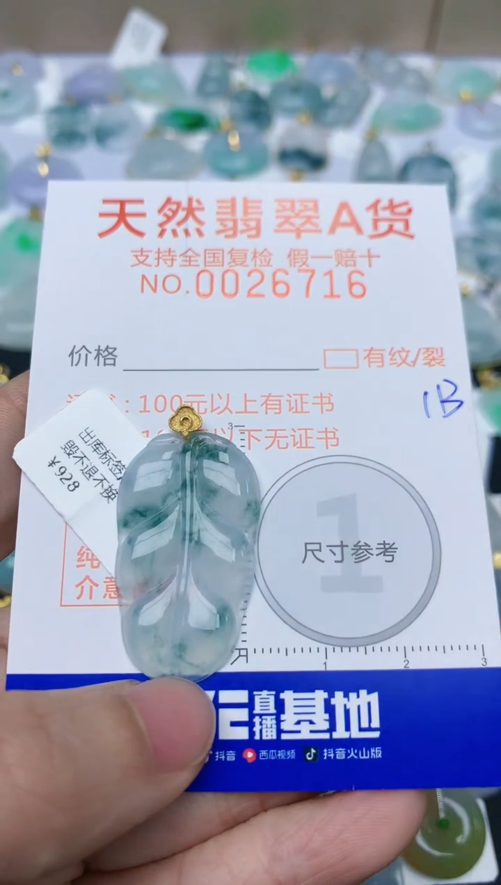 【闪购商品】翡翠颈饰18K金镶嵌天然翡翠A货    113