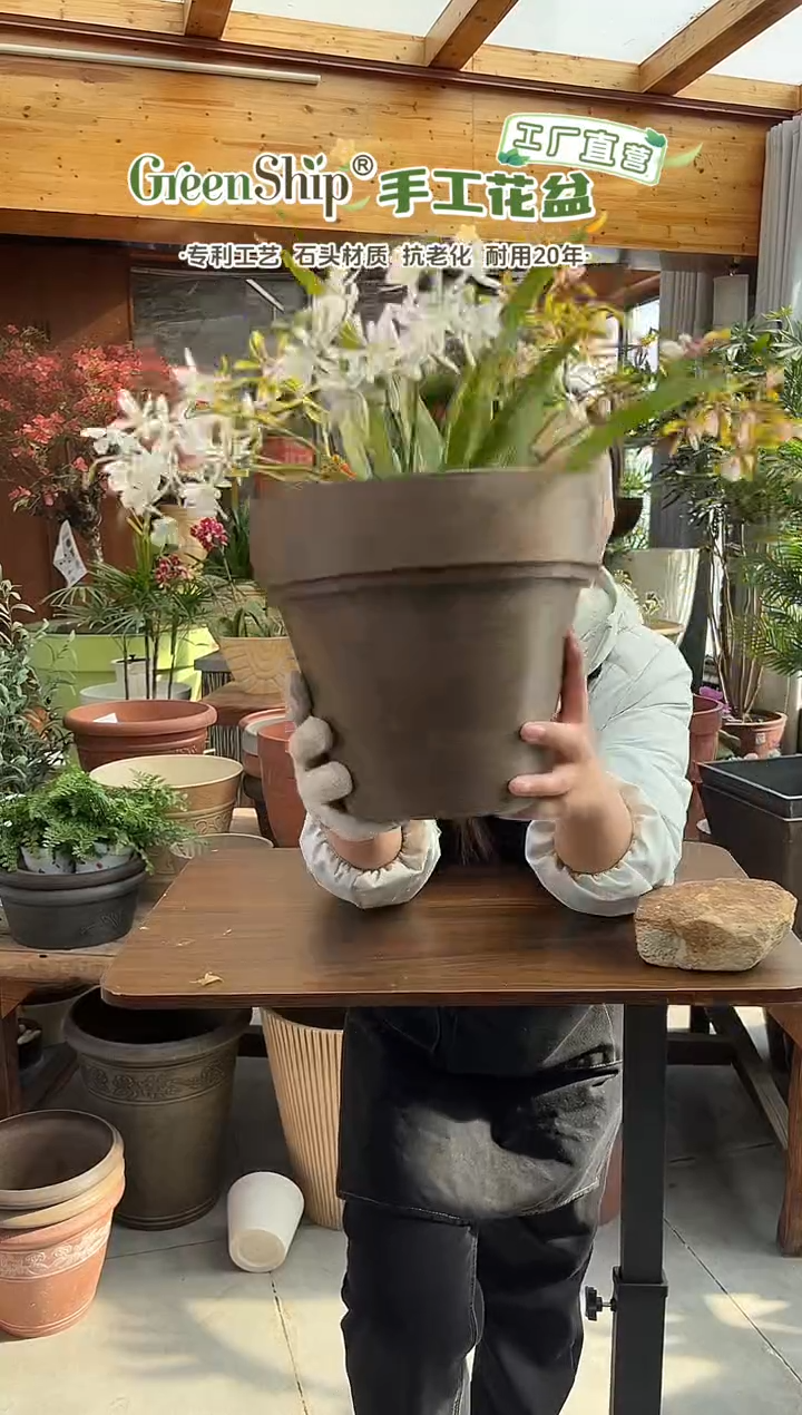 25.5*22/OT25/巧克力镜面手工拉丝花盆外贸尾单