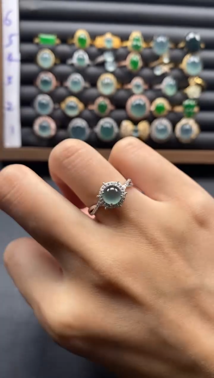银S925镶嵌戒指翡翠51151