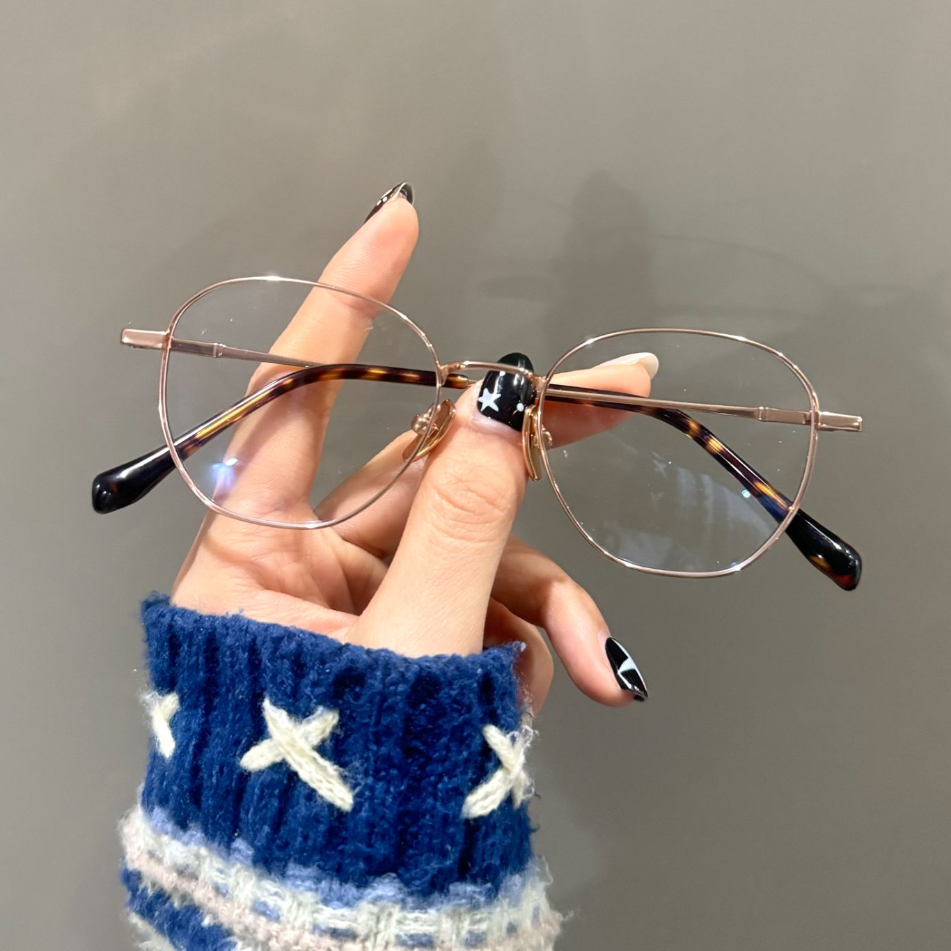 36号98068【纯钛】眼镜多边形超细提亮水光色不掉色深圳纯钛配度数