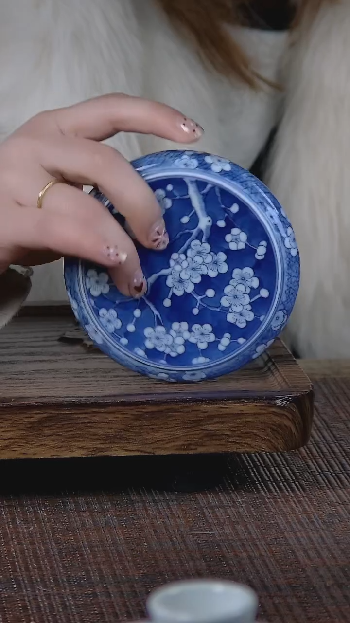 【闪购商品】折葵非器手工手绘冰梅圆饼盖置