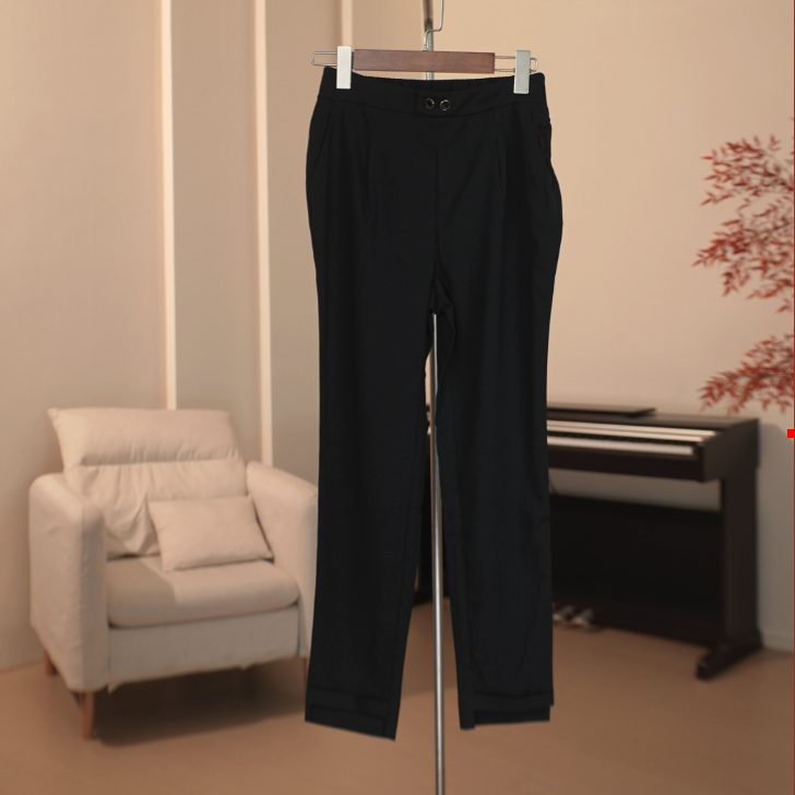 G731 时尚百搭钉扣装饰休闲萝卜裤女 3C82