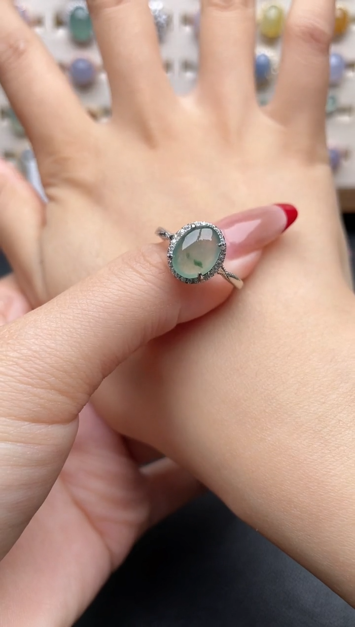 【闪购商品】翡翠戒指银S925镶嵌一物一证一礼盒