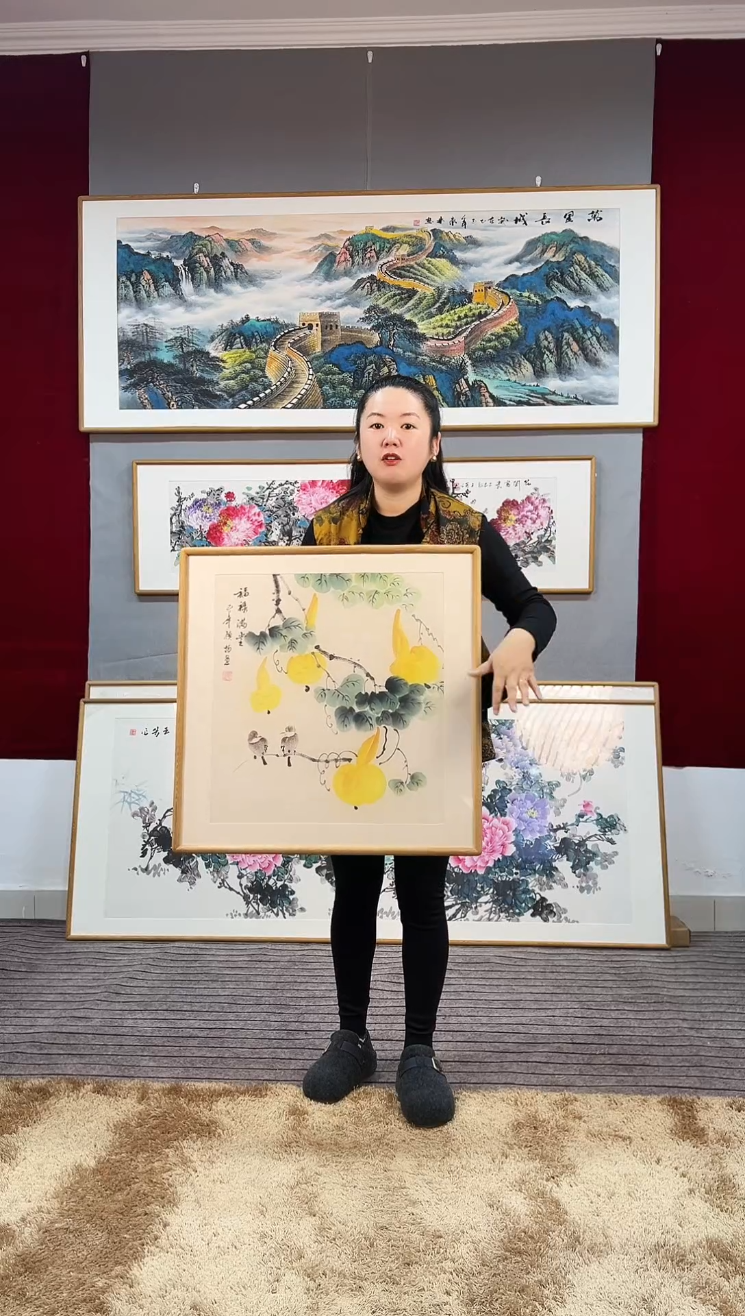 国画手绘葫芦62*62尺寸