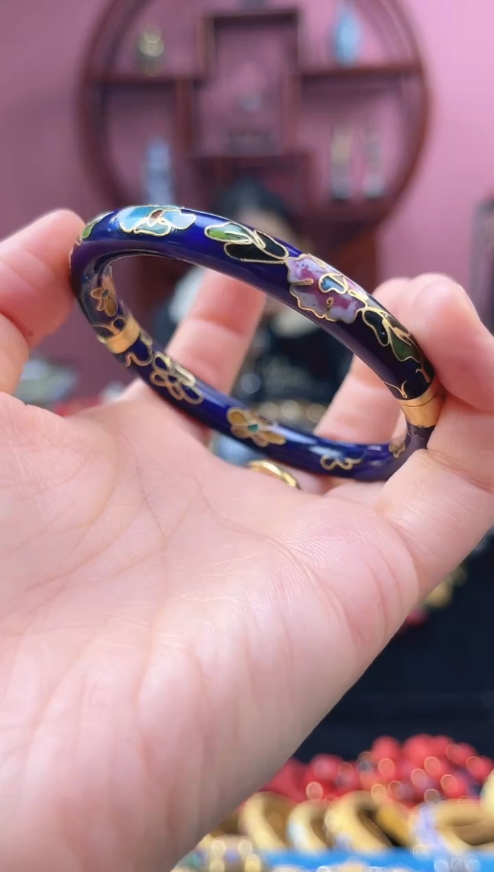 非遗 景泰蓝开口镯 55-60 宝蓝