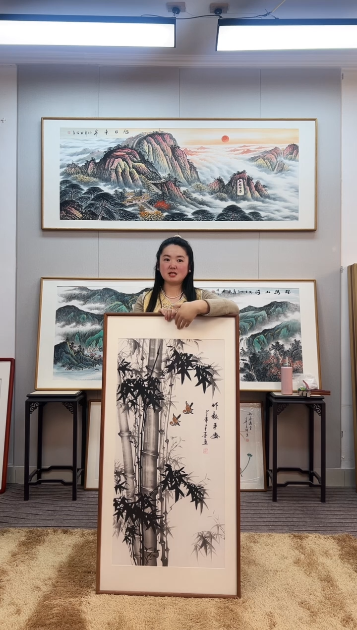 国画手绘墨竹122*62尺寸