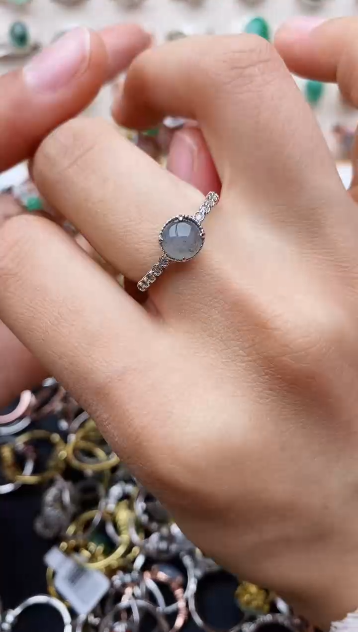 【闪购商品】翡翠戒指银S925镶嵌缅甸翡翠