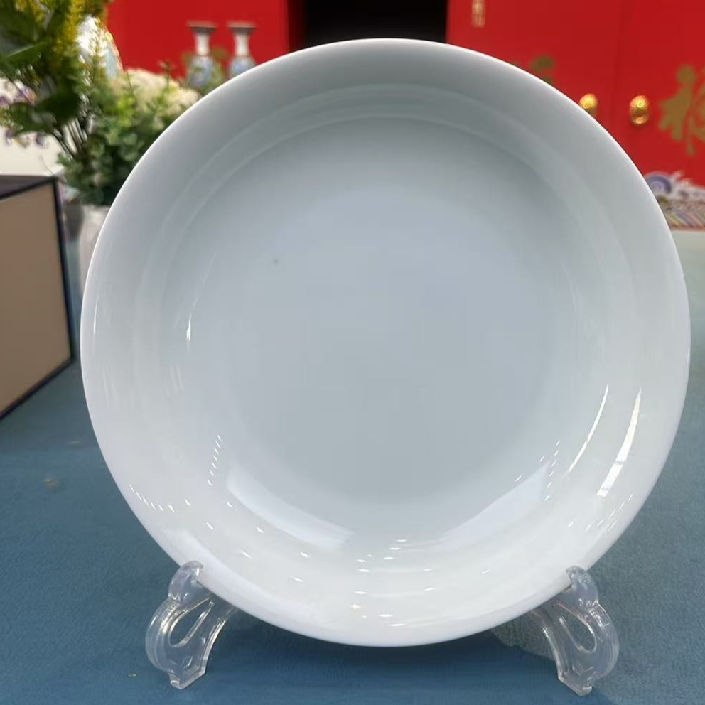 景德镇餐具【微瑕尾货】高白泥影青8英寸深盘