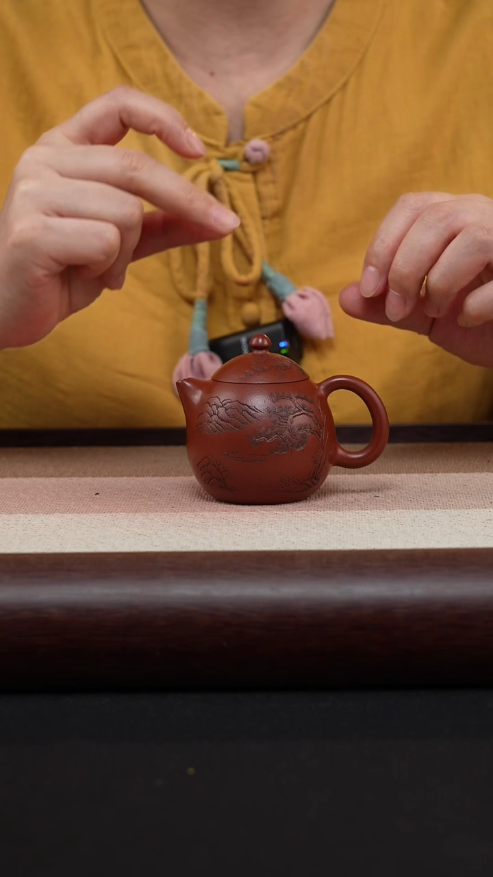 【闪购商品】紫砂茶壶朱泥-刻绘龙蛋MH-1810