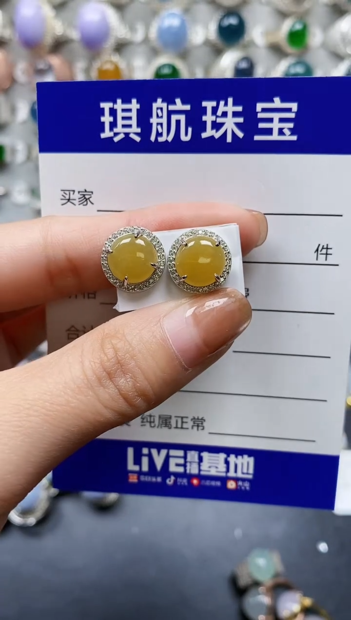 【闪购商品】翡翠耳饰银S925镶嵌0599