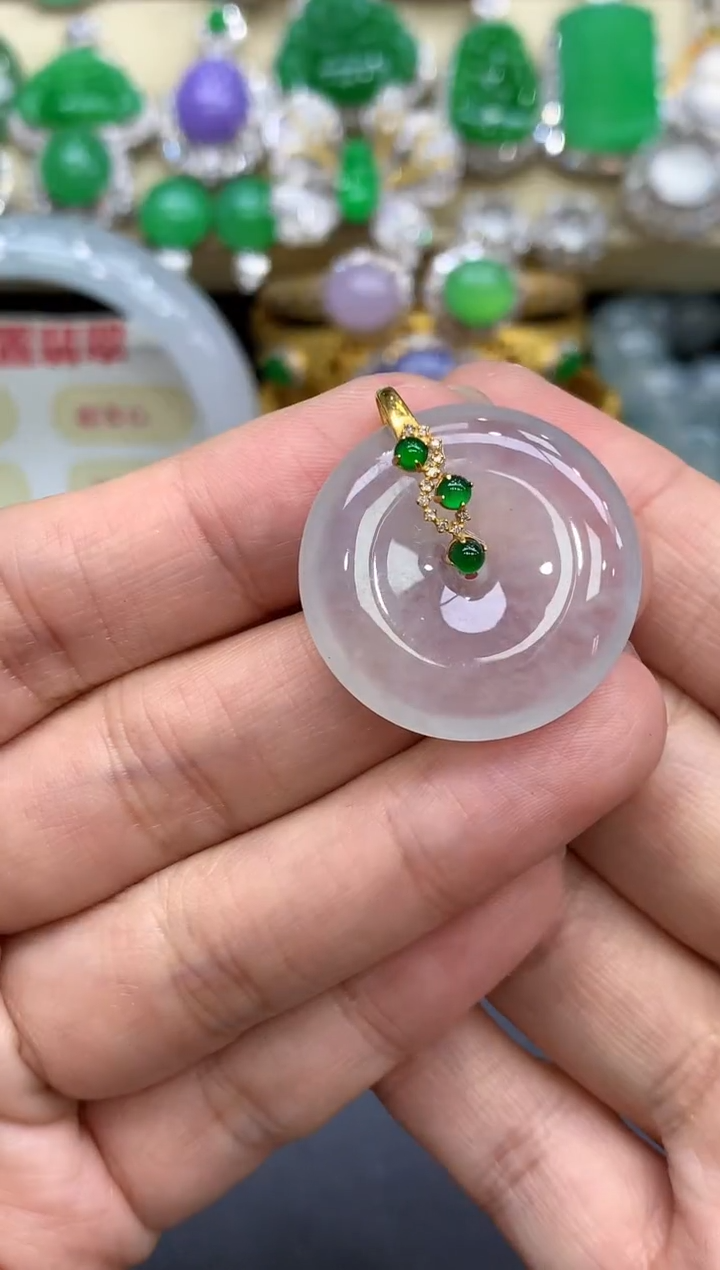 颈饰18K金镶嵌翡翠337-中国好珍宝