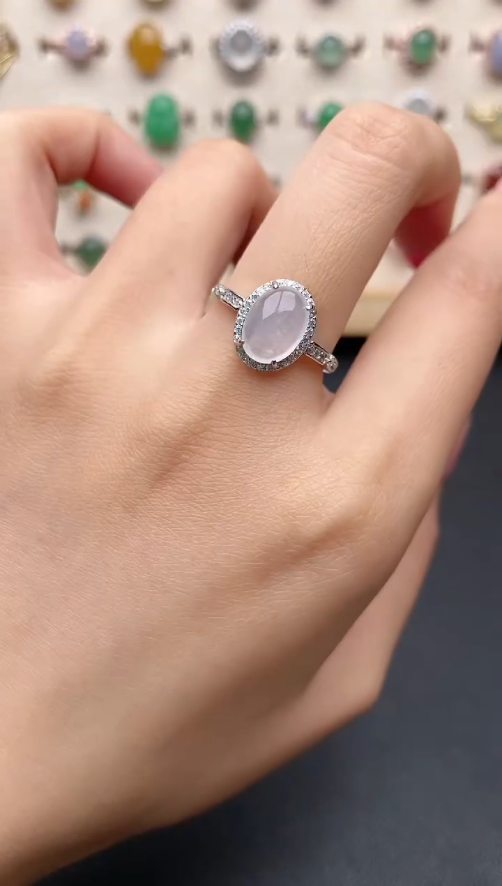 【闪购商品】翡翠戒指银S925镶嵌一物一证一礼盒