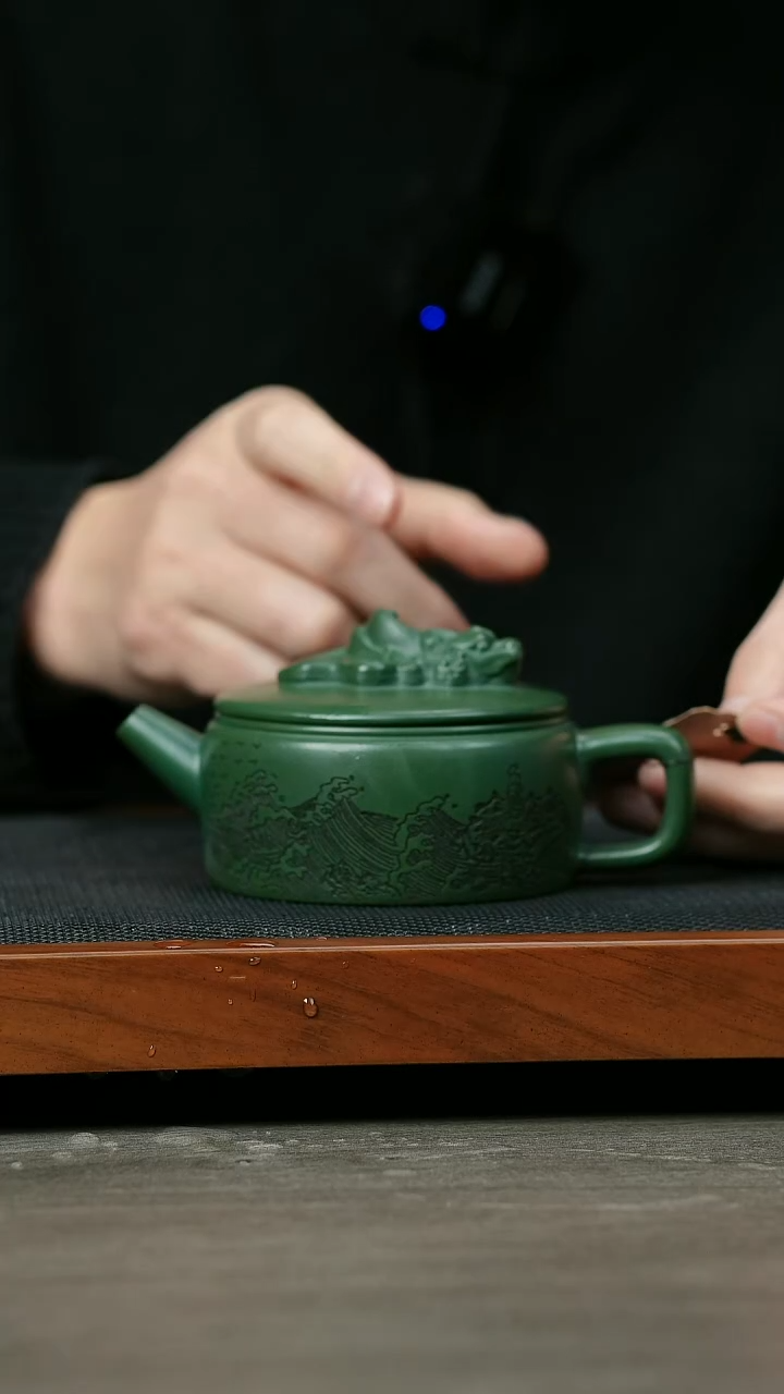 【闪购商品】紫砂茶壶H1161刘如明绿泥观沧海汉瓦