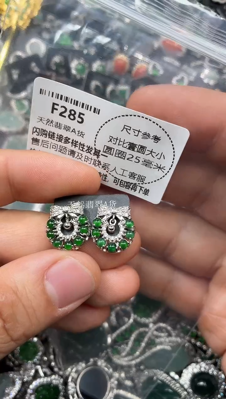 颈饰未镶嵌翡翠F285耳钉