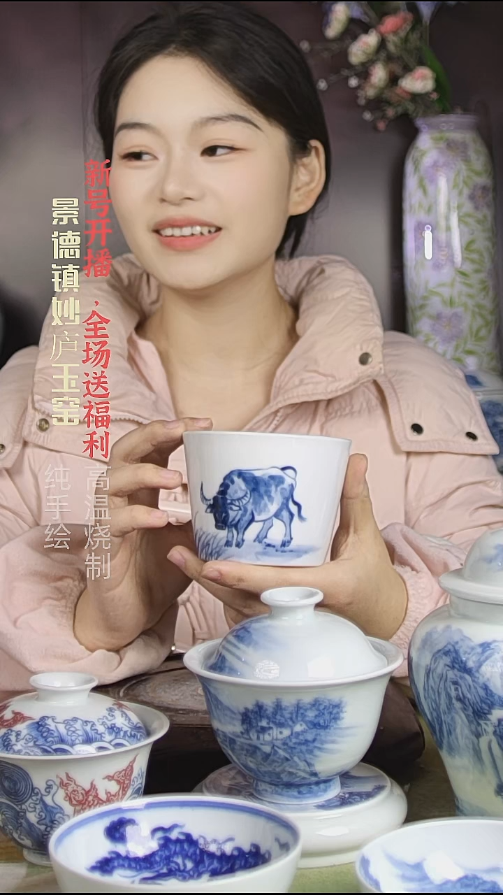 盘陶妙庐玉窑冰桶杯微瑕