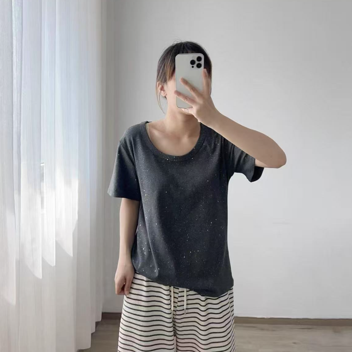 8641-超闪亮晶晶（深灰）短袖