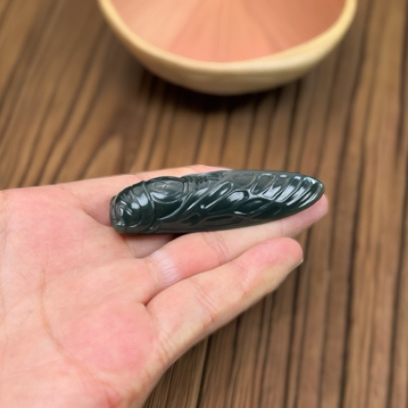 河磨玉手工雕刻精品知了一鸣惊人女款