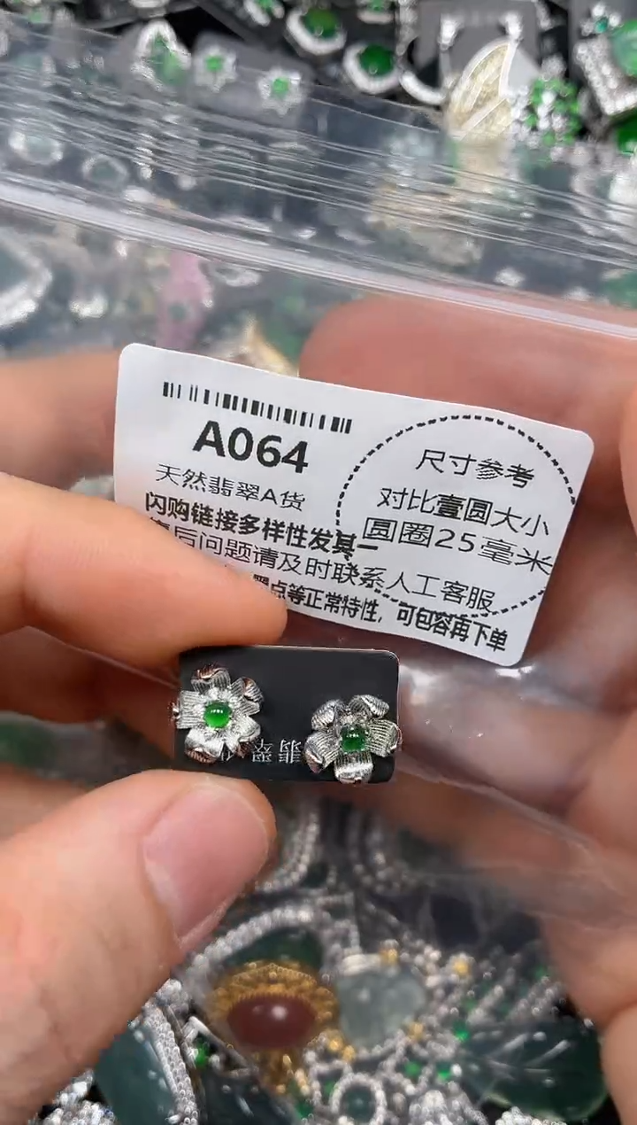 颈饰未镶嵌翡翠A064耳钉