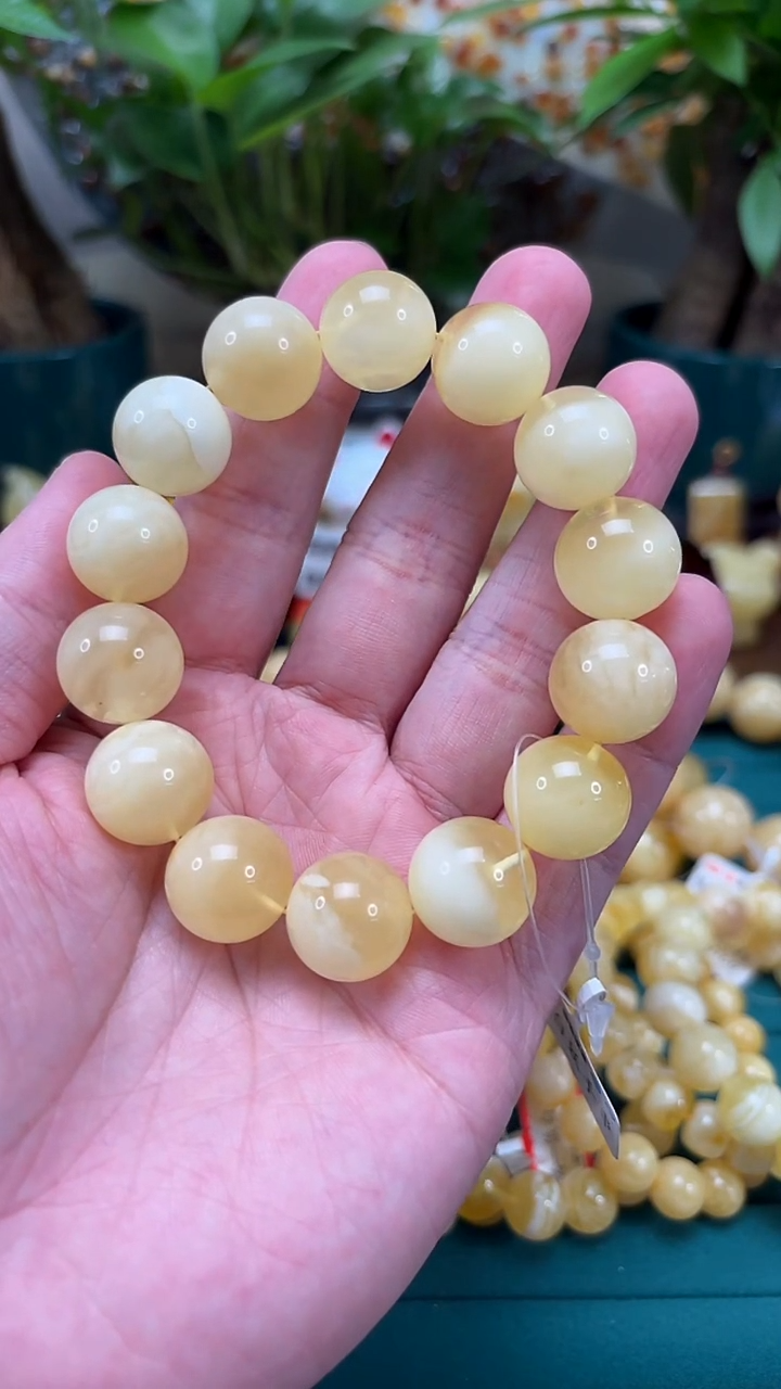 手链蜜蜡未镶嵌p102金白妖花蜜蜡单圈 30.73克 15+mm