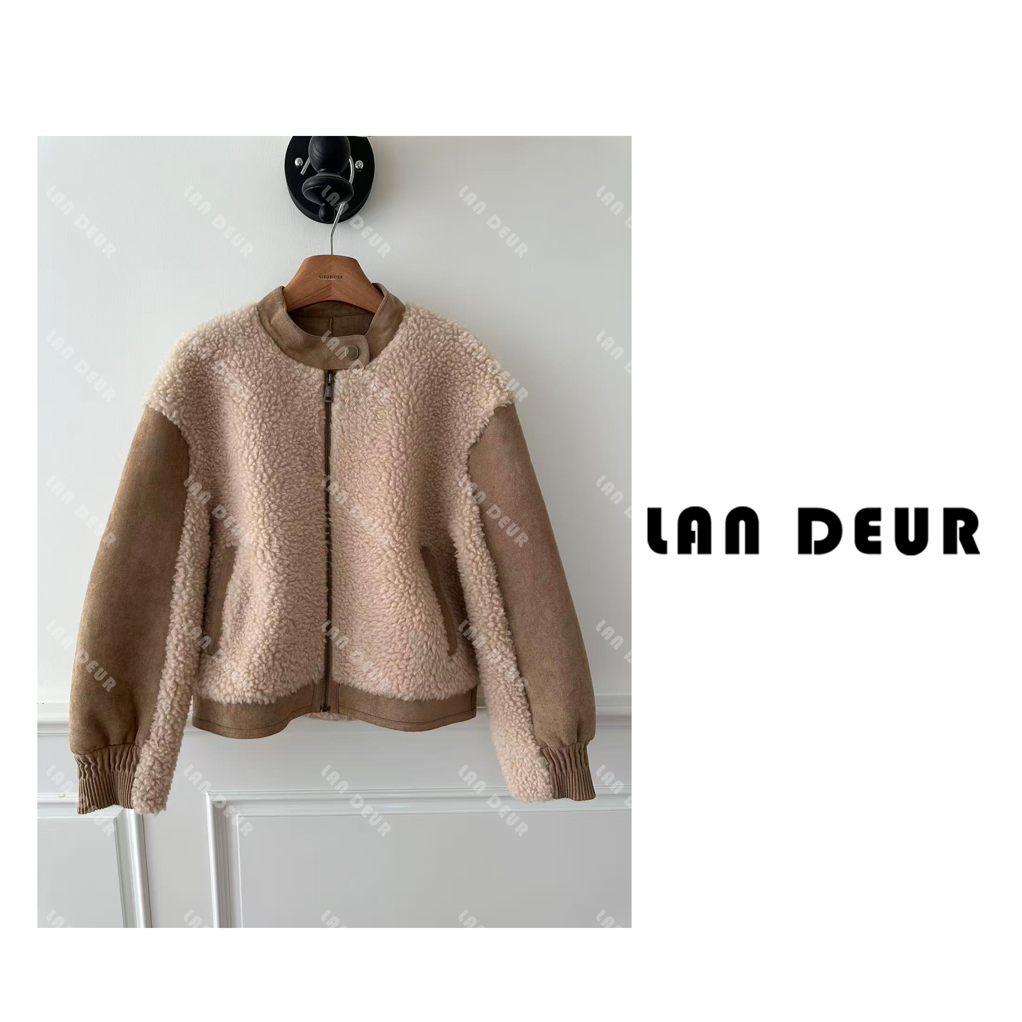 JIUJIU【星夜帷幕】100绵羊毛拼接款羊羔毛甜酷复古时尚设计感外套