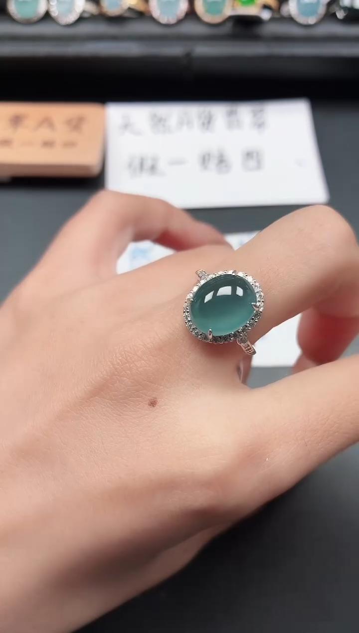 银S925镶嵌戒指翡翠11