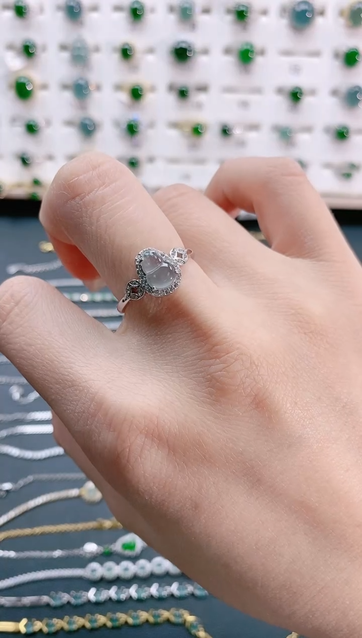 【闪购商品】翡翠戒指银S925镶嵌天然翡翠