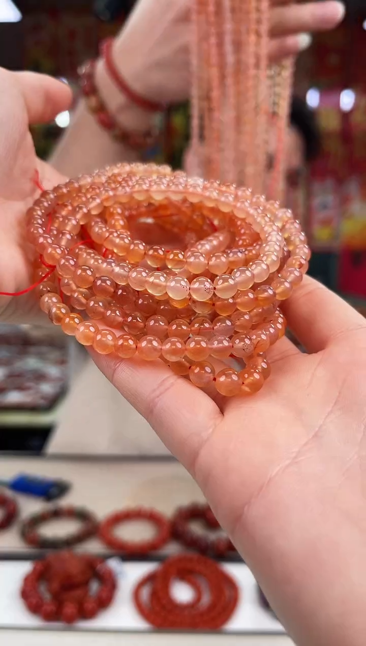 未镶嵌冰红多圈6+南红玛瑙（多样式发其一）