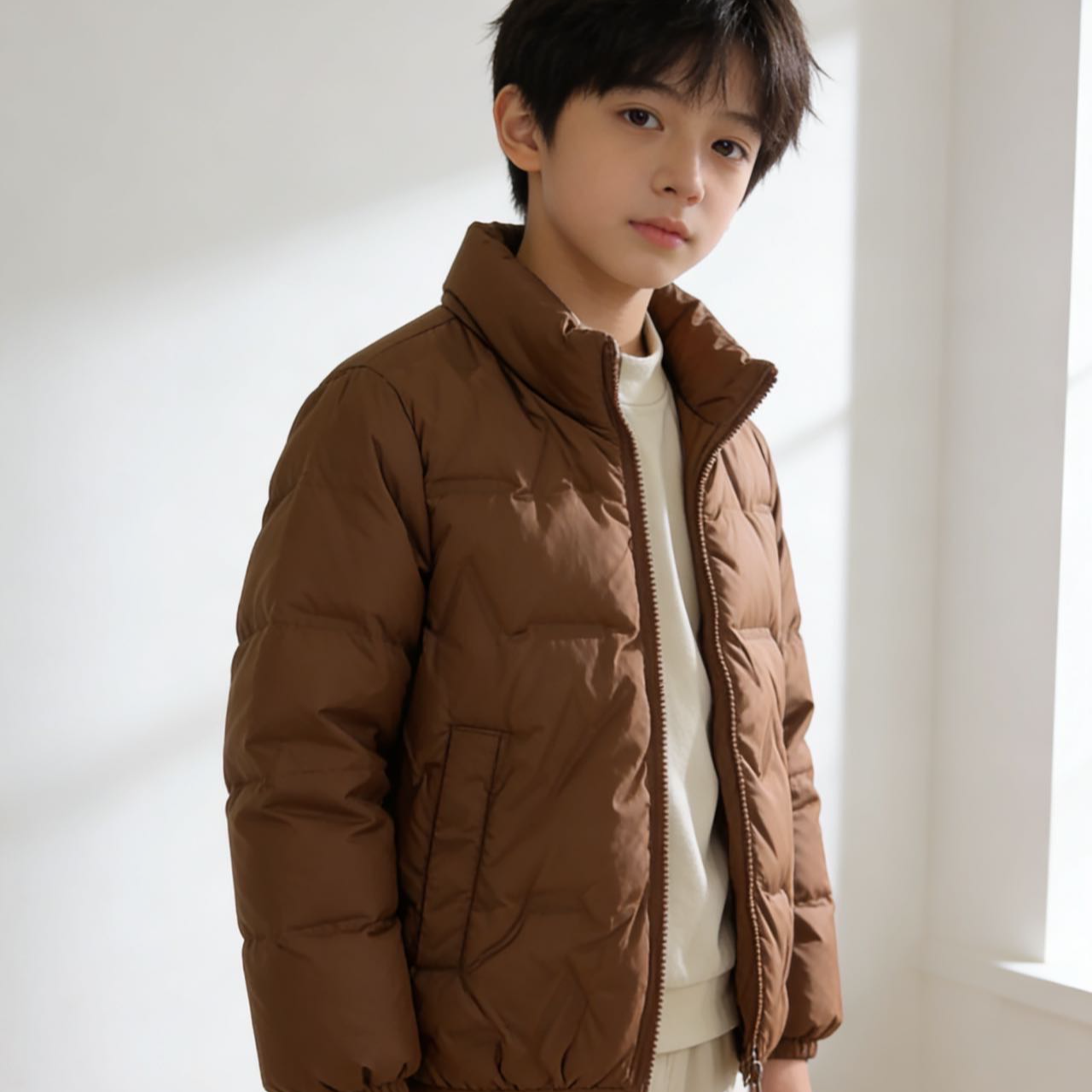 36401高端专享冬季轻薄羽绒服咖色