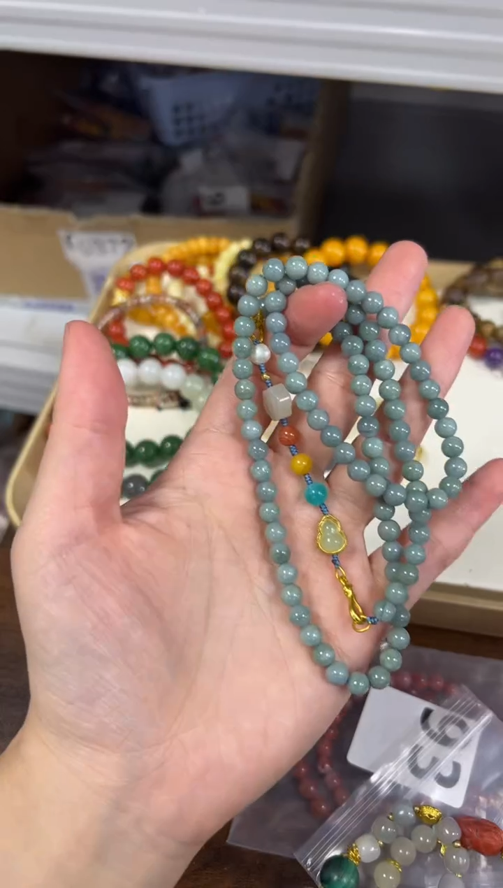 未镶嵌手链翡翠 孤品蓝水翡翠设计款多圈[633]