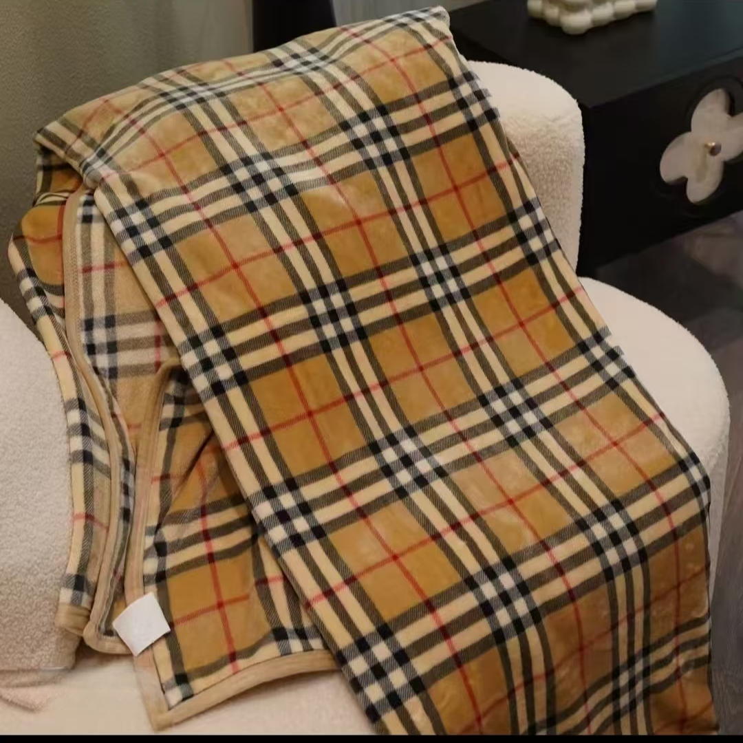 轻奢款巴宝格单层双面绒卧室客厅休闲毯办公室单人午休毯亲肤柔软