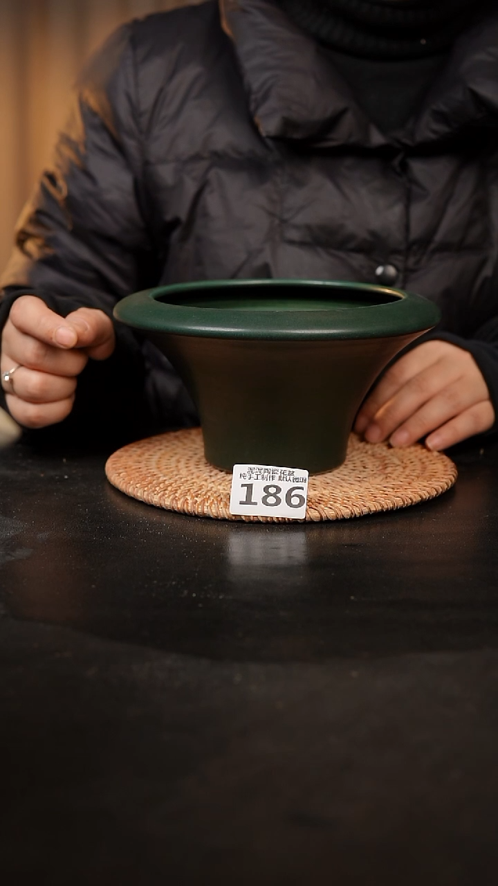 【闪购商品】瓷片186泥泥手工花盆口14高9