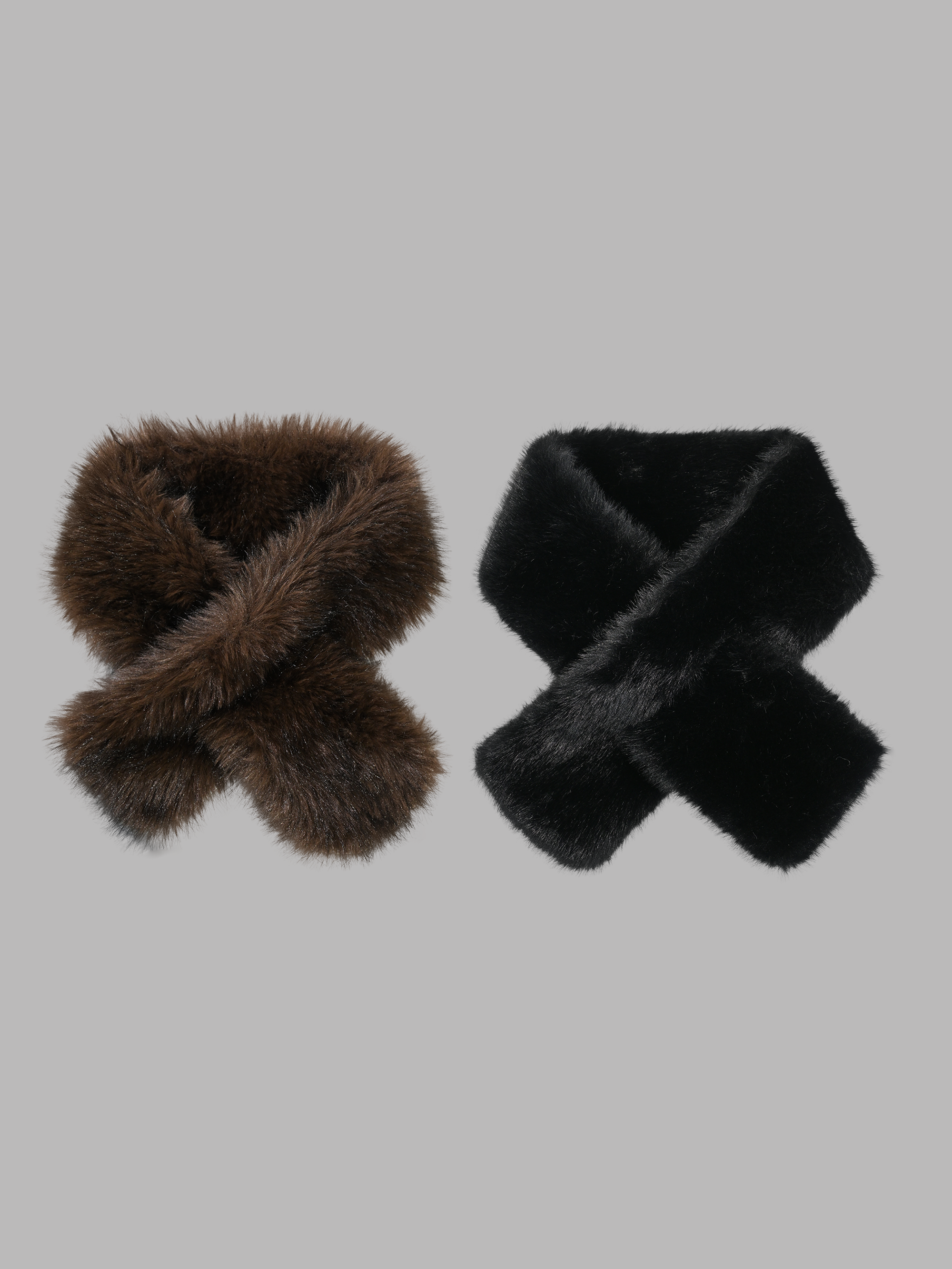 时髦复古环保狐老钱风平纹编织工艺绒毛围巾2025冬季新款百搭围脖