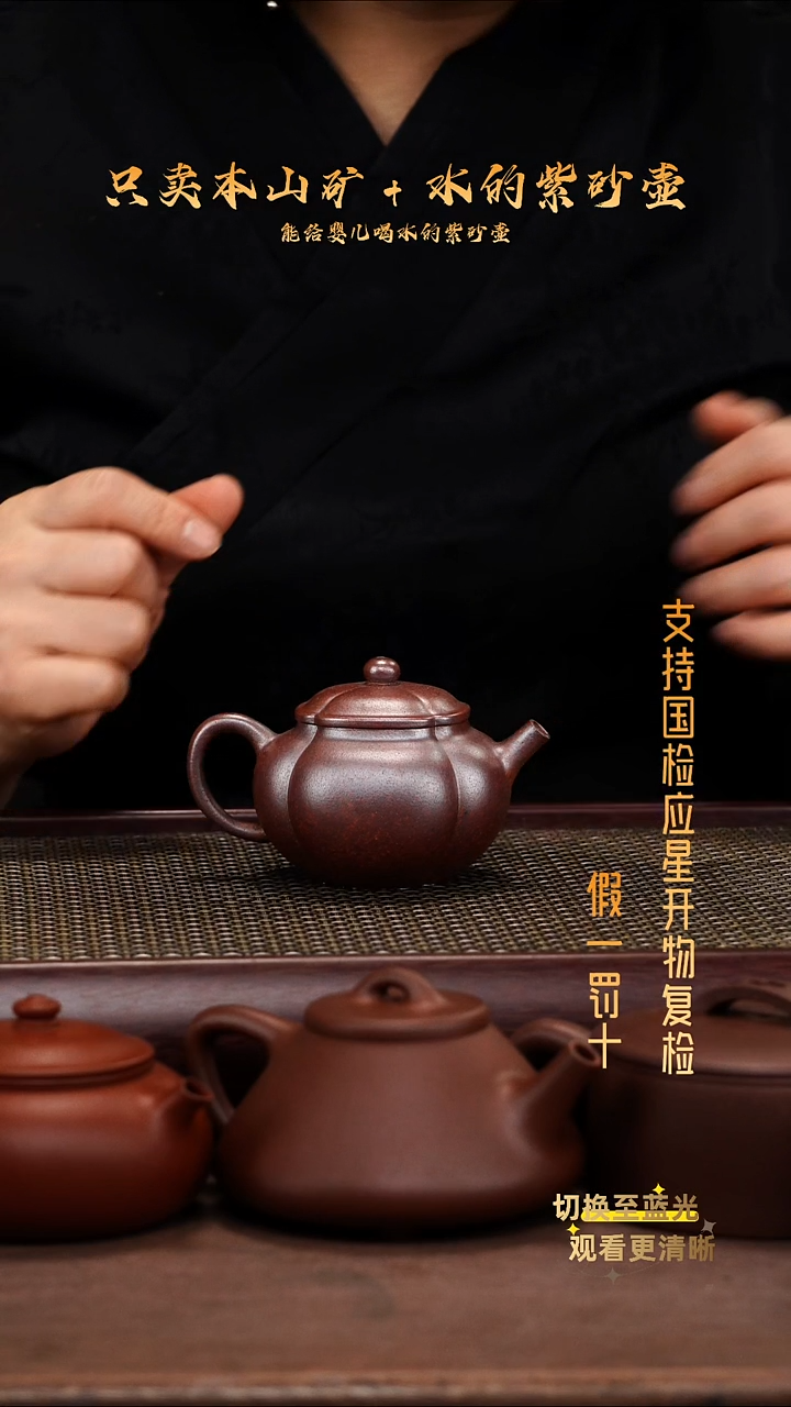 茶壶紫砂零添加龙窑柴烧黑墩头筋纹金瓜壶